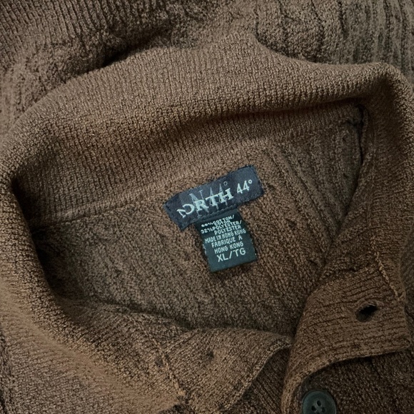 Men’s Brown Pullover Sweater with Collar, Size XL, NORTH 44 - Picture 2 of 2